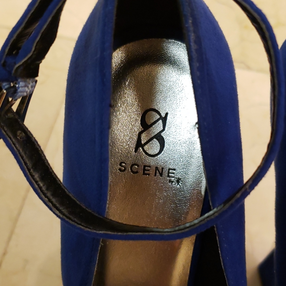 SCENE Kierra Royal Blue suede platform heels, 8.5 - Picture 12 of 16